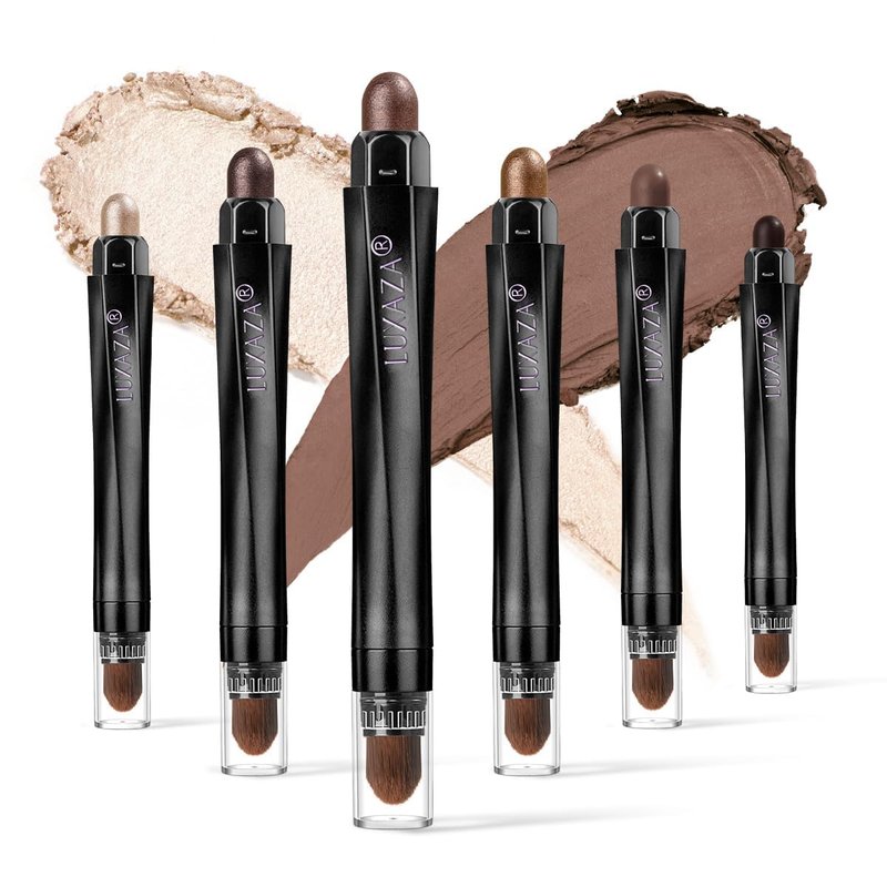 Eyeshadow Stick Makeup Set - 6PCS Dark Brown Shimmer Pencils for Long-Lasting Metallic Eye Looks | A02-Taupe Mauve