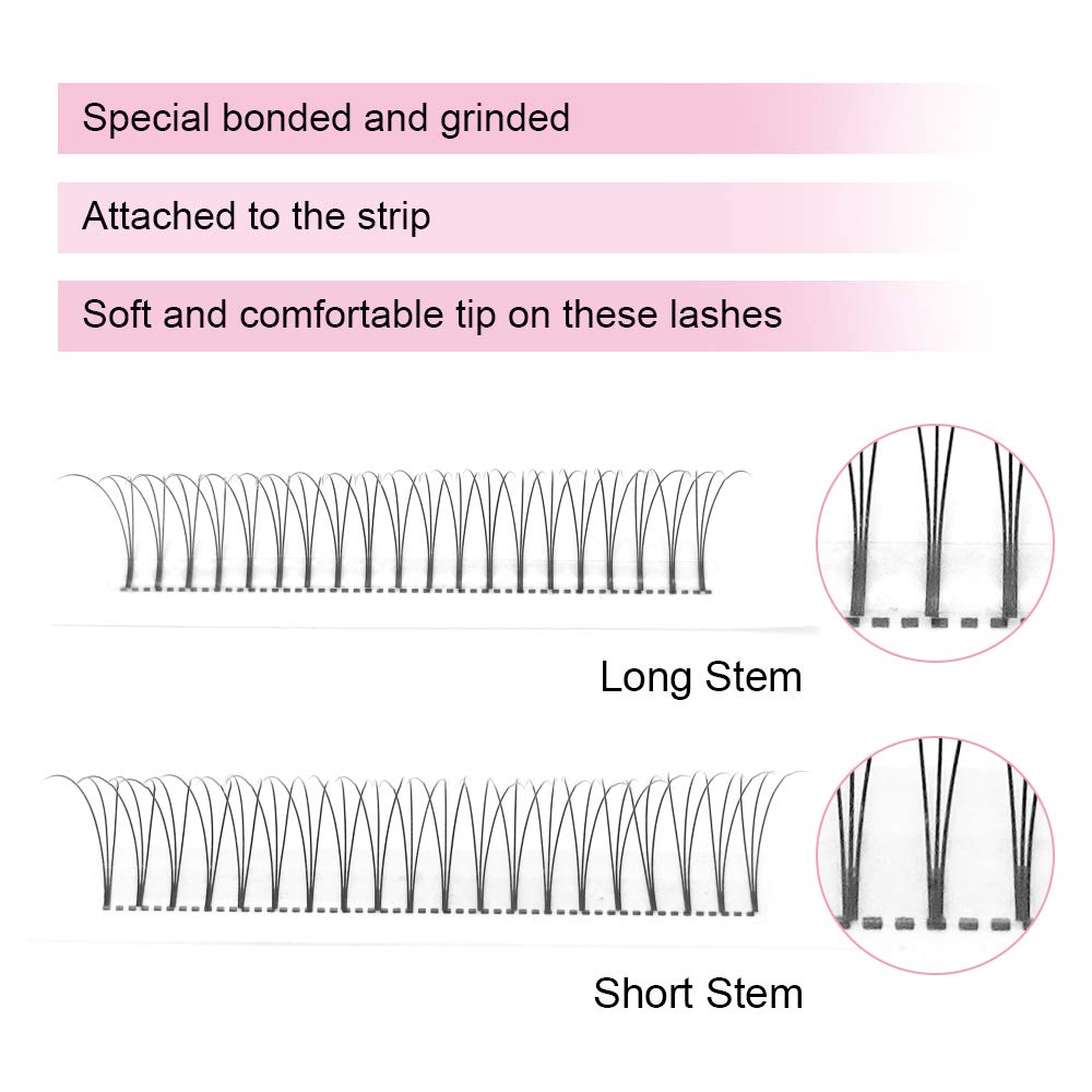Premade Fans Eyelash Extensions 12D-D-0.07-11 Premade Volume Lash Extensions 320 Fans Pointed Base Fans 0.07 Premade Volume Fans C D Curl(12D-D-0.07-11)