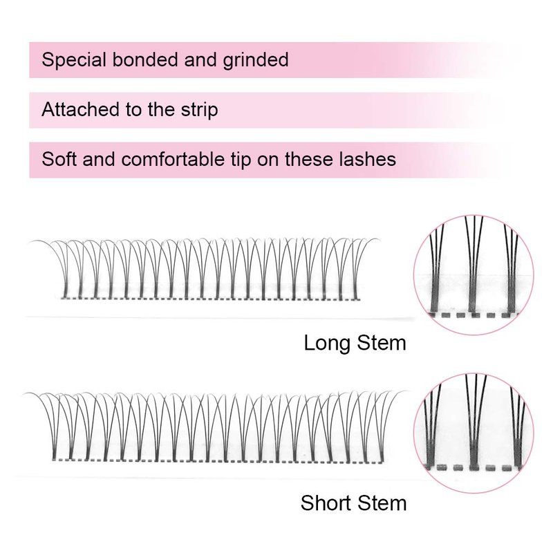 Premade Fans Eyelash Extensions 3D-C-0.10-14 Short Stem Premade Volume Eyelash Extensions 9 to 20 mm Pre made Lash Fans 3D 5D 7D Volume Lash Extensions .07 .10 C D Curl(3D-C-0.10,14mm)