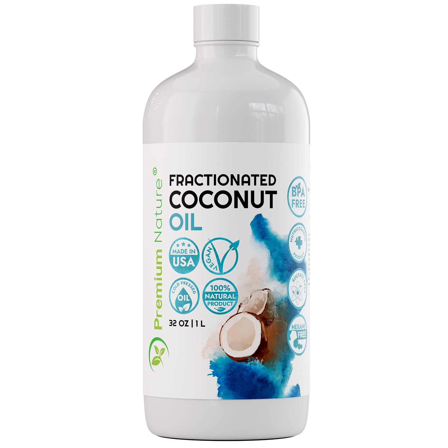 Premium Nature Fractionated Coconut Oil for Skin Moisturizer with Pump Massage Oils Best Carrier for Essential Oils Mixing Body OUL for Dry Skin Moisturizer Natural Oi for Face Hair Body 32 oz