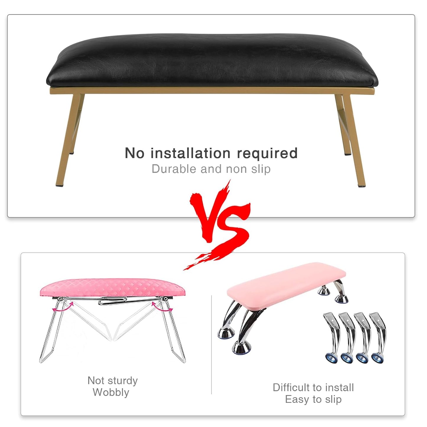 Nail Arm Rest - Microfiber Leather Manicure Hand Rest Stand | Black Nail Art Accessory