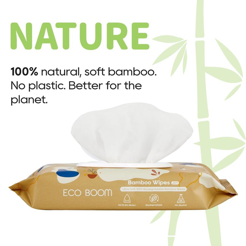 ECO BOOM Bamboo Baby Wipes - 99% Water-Based & Unscented Baby Wipes, Plant-Based & Hypoallergenic Wet Wipes Bulk (960 count), 16 Pack