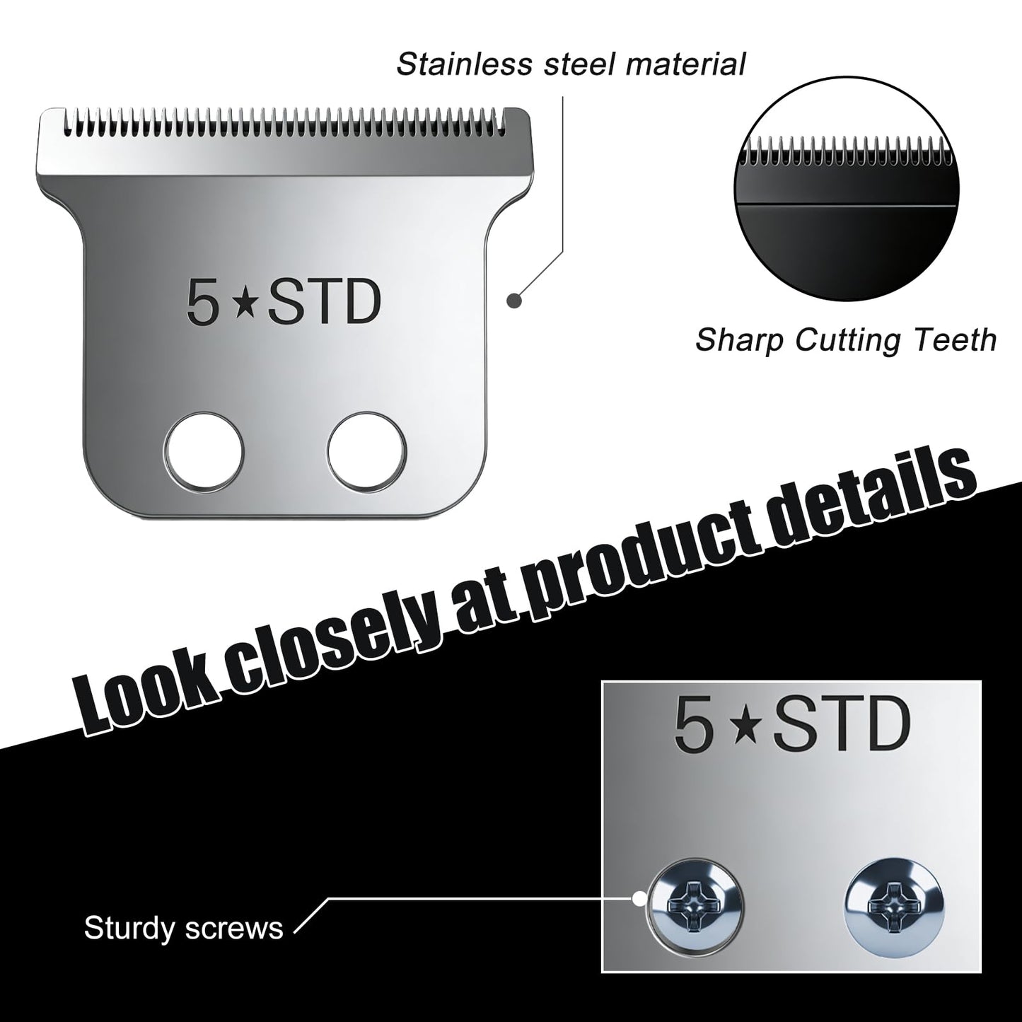 Replacement Blades for Wahl Detailer, 5 Star Hero, Razor Edger, and G Whiz trimmers,Silver 1 Pack