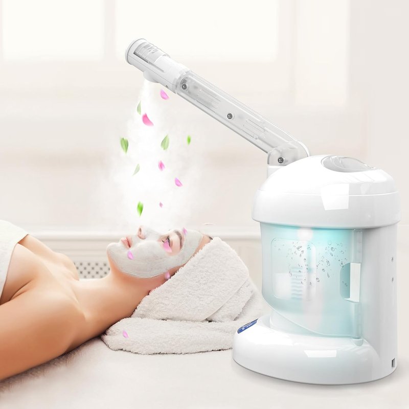Nano Ionic Facial Steamer - 360° Rotatable Warm Mist Sprayer | Professional Deep Cleaning Humidifier (White)