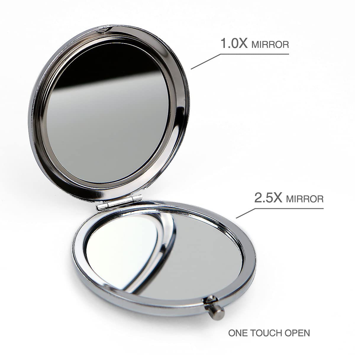 Compact Mirror–Mother of Pearl Magnifying Mirror–One-Touch Travel Makeup Mirror–Elegant Handheld Mirror with Floral Design–Dual-Sided Portable Mirror–Traditional Korean Painting(Butterfly TreePeony)