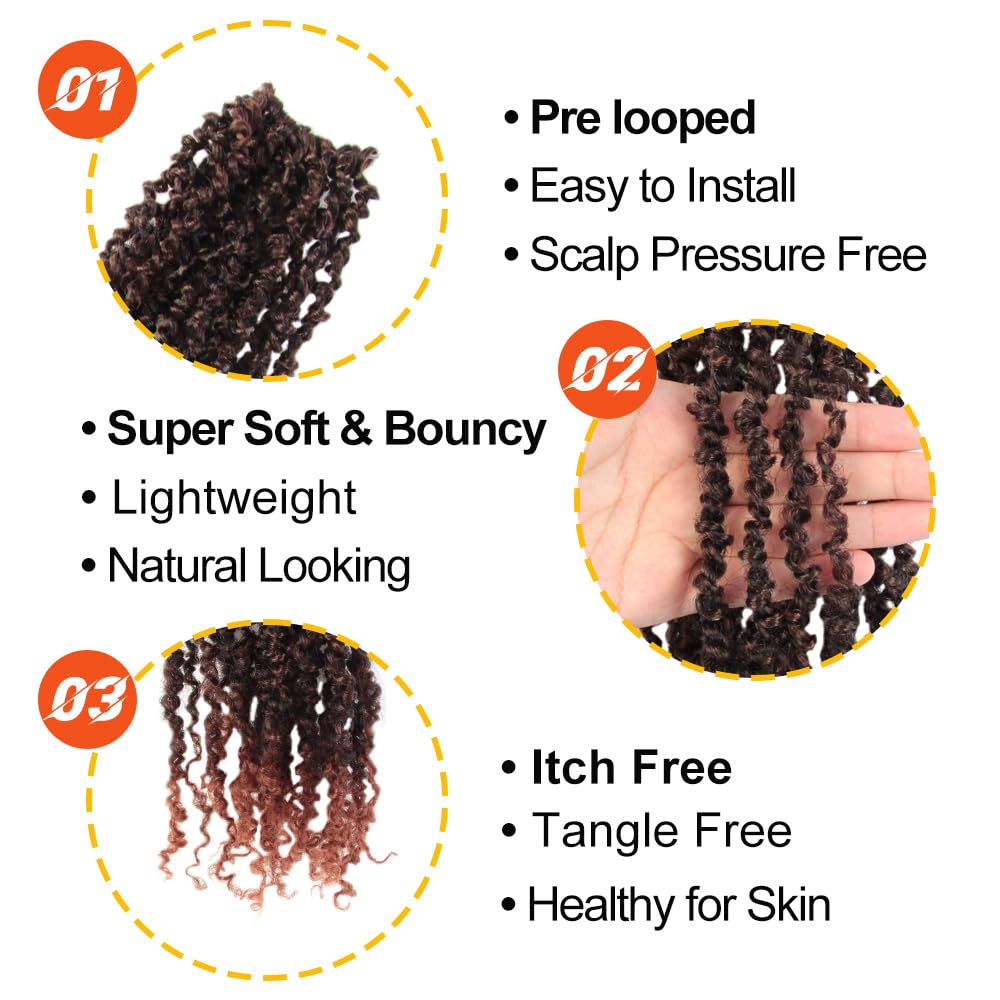Cisinpo Yanky Twist Crochet Hair 10 Inch 10 Packs Pre-Twisted Ombre Ginger Red Micro Spring Twist Boho Senegalese for Black Women(T350, Total 200 Strands)