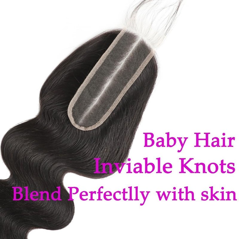 Human Hair Lace Closure - 2x6 HD Transparent Body Wave 16 Inch | Virgin Brazilian, Natural Black, Pre-Plucked