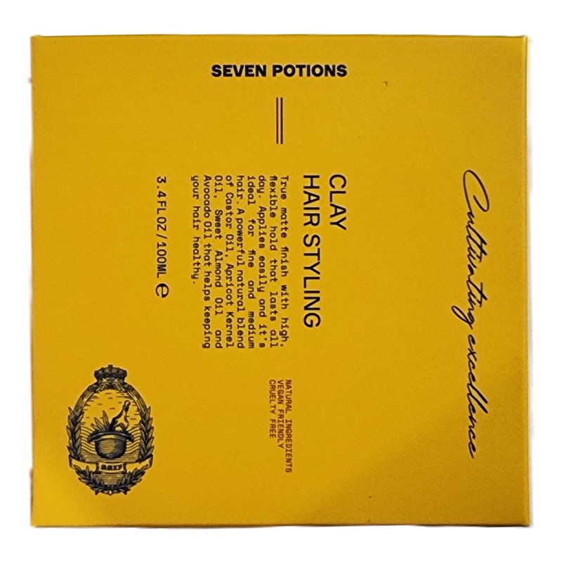 SEVEN POTIONS Hair Clay For Men and Women 3.4 fl oz - High Hold No Shine Hair Pomade For Men - Effortless Hair Styling Product That Leaves No Residue - Water Based - Natural, Vegan, Cruelty Free