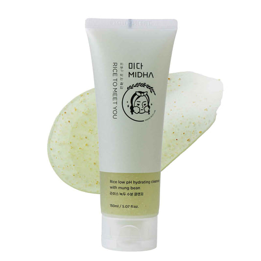 MIDHA RICE LOW PH HYDRATING CLEANSER WITH MUNG BEAN, 5.07fl.oz/150ml,Balanced pH Gel Cleanser, Hydrating, Soothing, Gentle Daily Cleanser, Deep Cleansing, Pore-Purifying, Nourishing Care