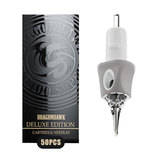 Dragonhawk Tattoo Needles Cartridges 1005RL 50 Count Glide Extra Smooth Designed for a Close Smooth Hit Round Liner