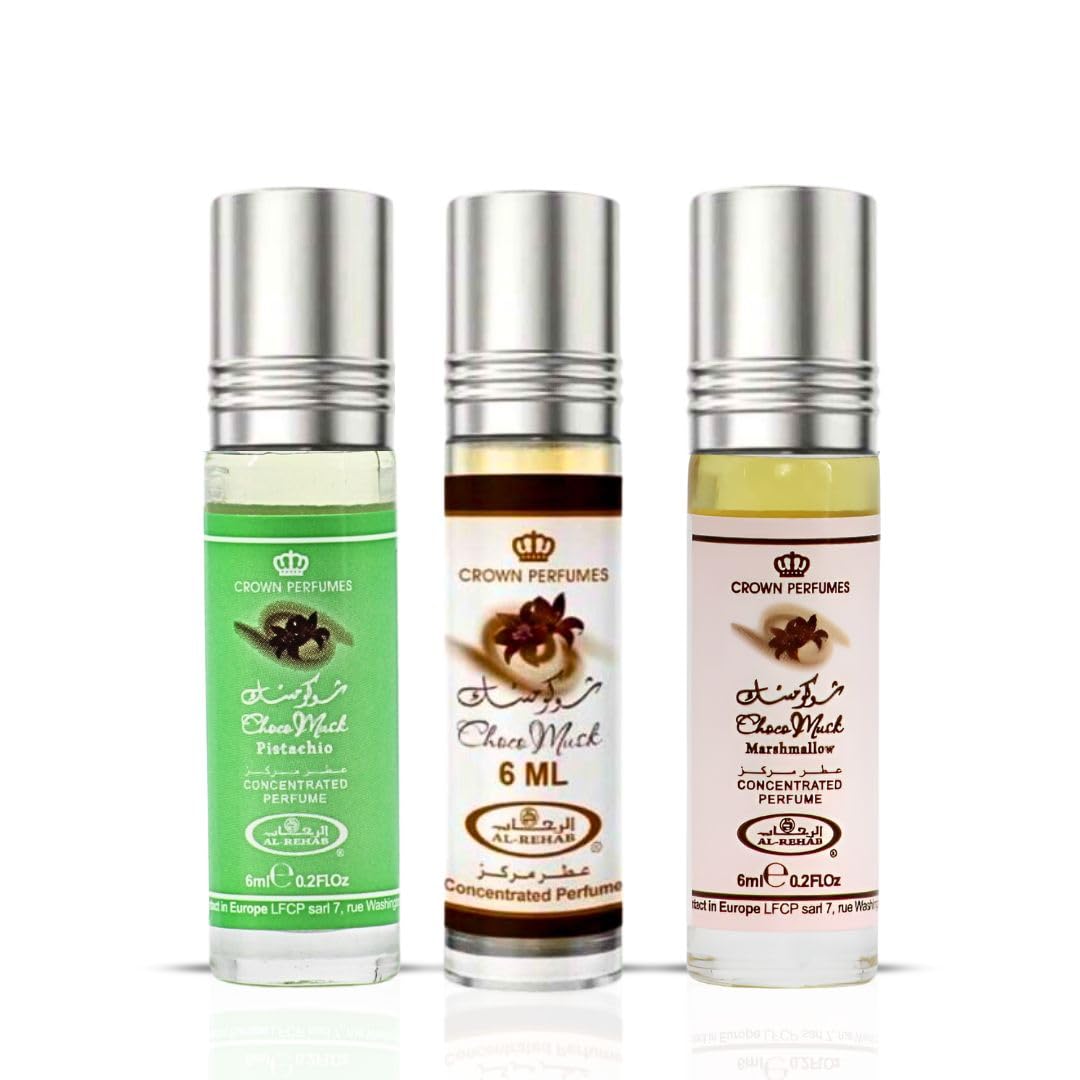 Al-Rehab Choco Musk Marshmallow Perfume Oil Roll-On - 6ml (0.2 oz) | Gourmand Fragrance with Strawberry, Marshmallow & Cocoa | Sweet, Fluffy & Addictive | Arabian Dessert Scent for Women