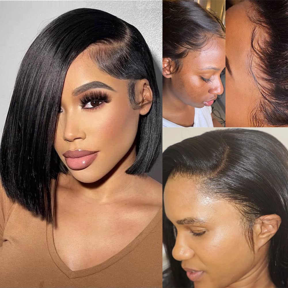 Short Bob Wig - 13x4 Frontal Human Hair Wigs for Black Women | 180% Density, Pre-Plucked, 10 Inch