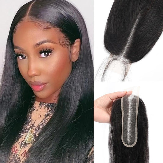 FEHOKA Brazilian 2x6 HD Lace Closure Straight Lace Closure 100% Virgin Human Hair Closure Natural Hairline Middle Part Kim K 2 By 6 Closure With Baby Hair (16 Inch, 2x6 Closure)