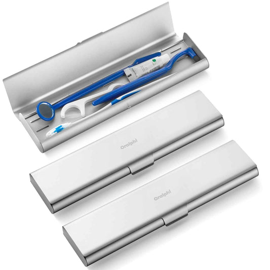 Oralphi 2 Pack Wider Aluminum Toothbrush Travel Case, Portable Travel Toothbrush Holder, Durable Manual Toothbrush Box Container for Traveling, Bathroom, Camping, Business Trip