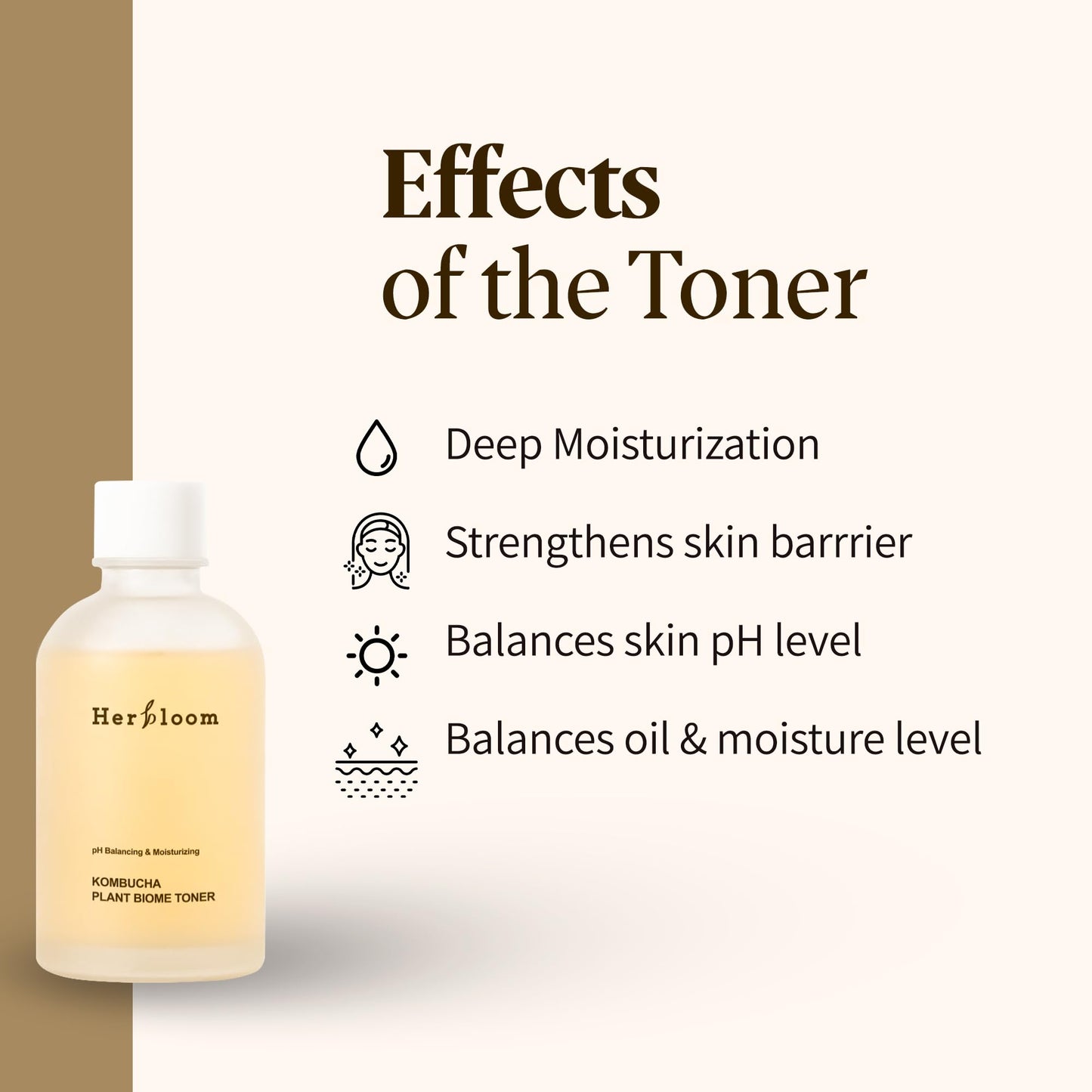 Herbloom Organic Kombucha Biome Toner - Hydrating Facial Toner with Triple Hyaluronic Acid, Skin Toner, Toner for Oily Skin, Face Toner, Vegan Korean Skincare, 5.07fl.oz.