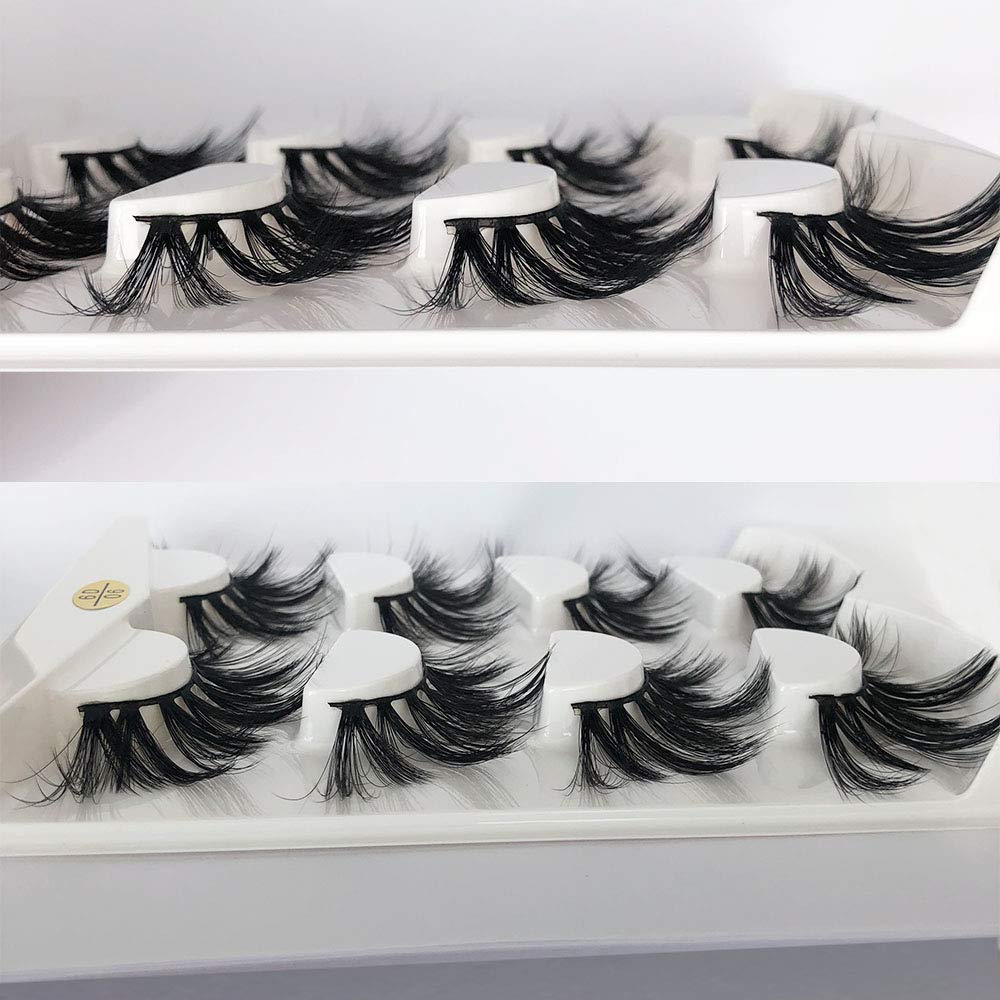MIKIWI 25mm Lashes, Dramatic 6D Faux Mink Lashes, Fluffy Volume Eyelashes, Thick Crossed Lashes, Long Faux 25mm Mink Lashes (6D4-05)