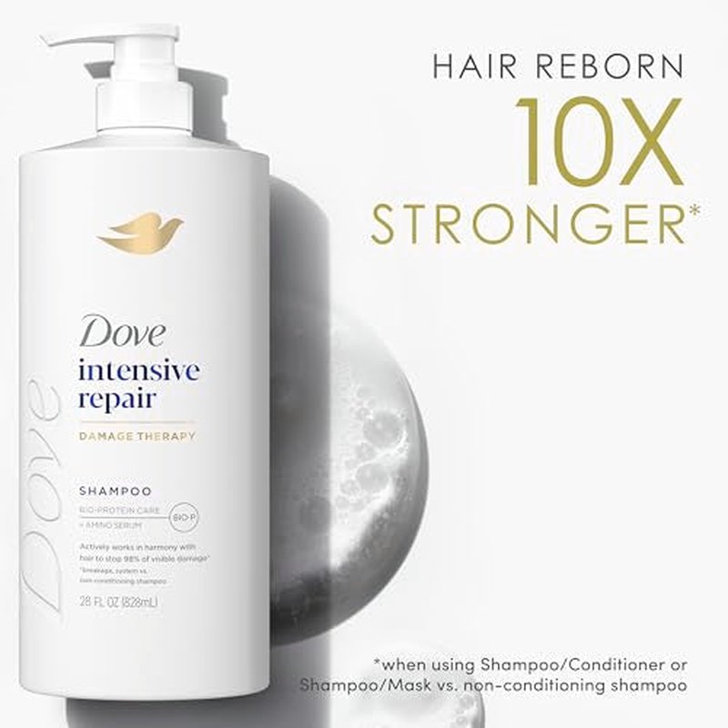 Dove Shampoo 4 Pack Intensive Repair for Damaged Hair with Bio-Protein Care Technology and Amino Serum 28 Fl Oz