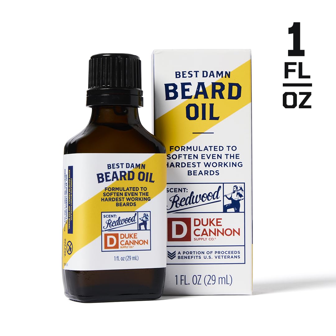 Duke Cannon Great American Beard Oil with Budweiser - Natural Conditioning with Apricot Kernel Oils, Warm Cedarwood Scent, 3 oz.