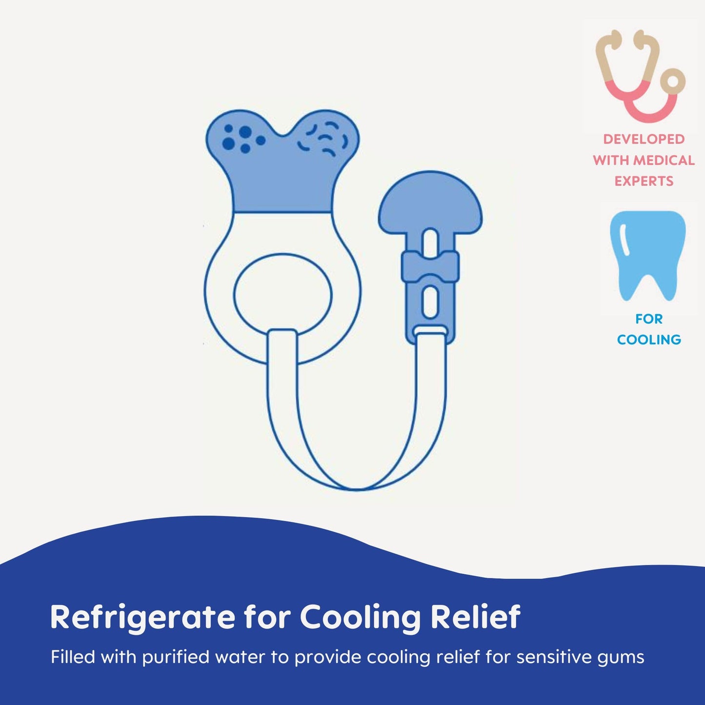 Mini Cooler Teether with Clip, Boy, 2+ Months, 1-Count