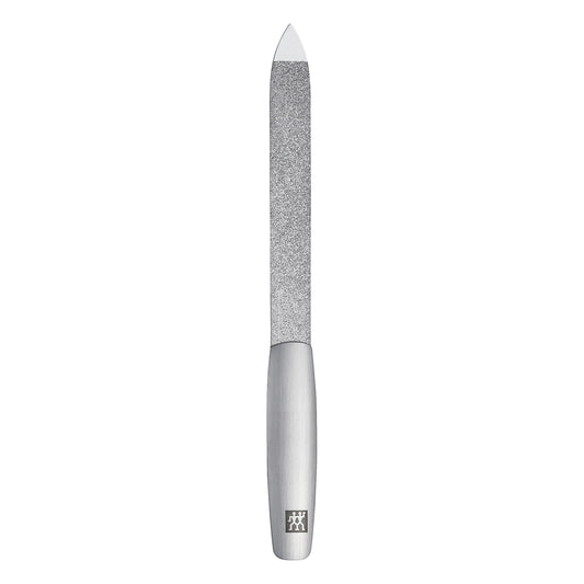 ZWILLING Sapphire Nail File (coarse and fine Grained File Surfaces for Shortening and Shaping, Cleaning tip), Premium, Silver, 5 inch