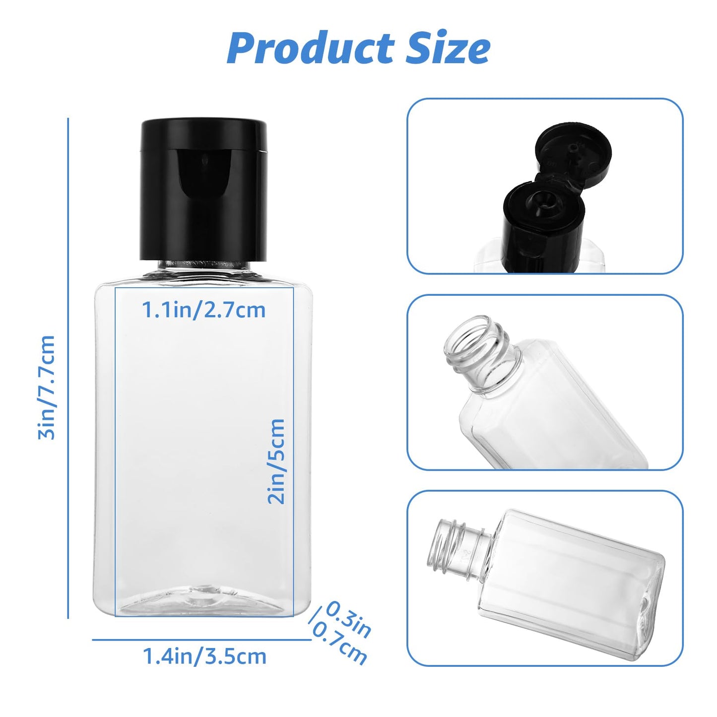 GBACHOOSE 100 Pack 1 oz Empty Hand Sanitizer Bottles, Empty Travel Size Bottles, Mini Hand Sanitizer Bulk 100 Count, Refillable Containers for Travel Business Trip for Shower Gel, Face Creams