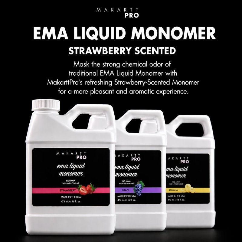 MakarttPro Strawberry Scented Monomer for Acrylic Nail Sets and Acrylic Nail Kit, 16oz - Medium to Fast Setting, MMA Free, Made in USA, Professional Quality Acrylic Liquid