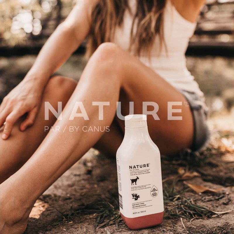 Nature by Canus Goat Milk Body Wash with Shea Butter, silky 16.9 fl oz cleanser for dry skin, fresh Canadian goat milk formula, no parabens