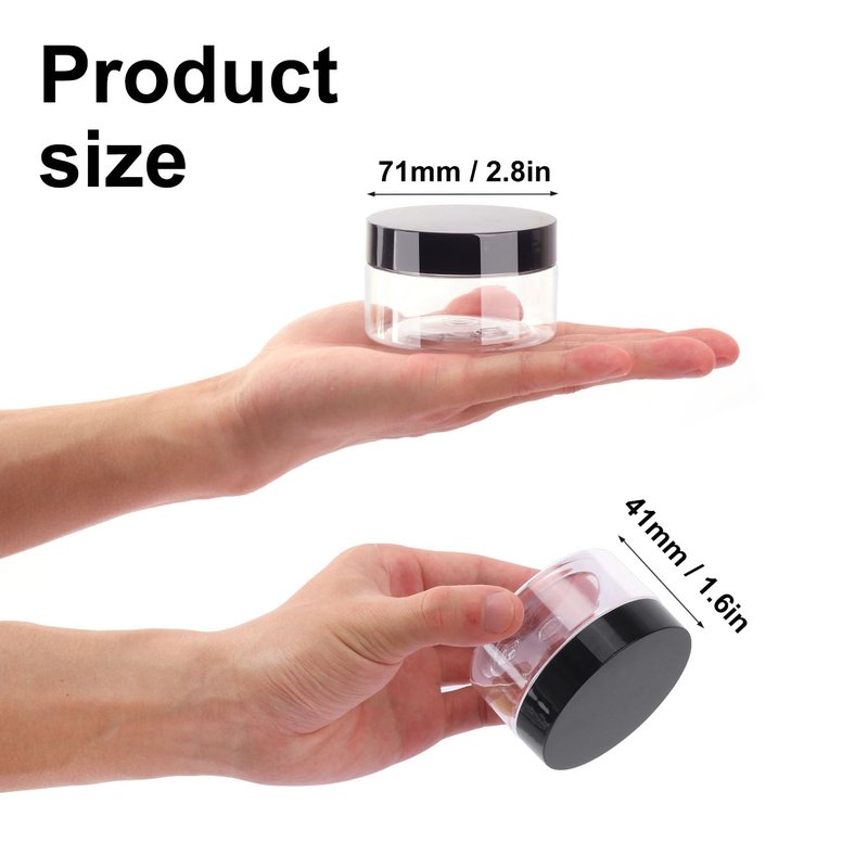 96 Packs 3.5 OZ Transparent Plastic Jars with black Lids, Body Butter Containers, Cosmetic Containers jars for Kitchen Ingredients, beads, sequins, Lotion, Cream, DIY Crafts and More by KUKLIPJIM.