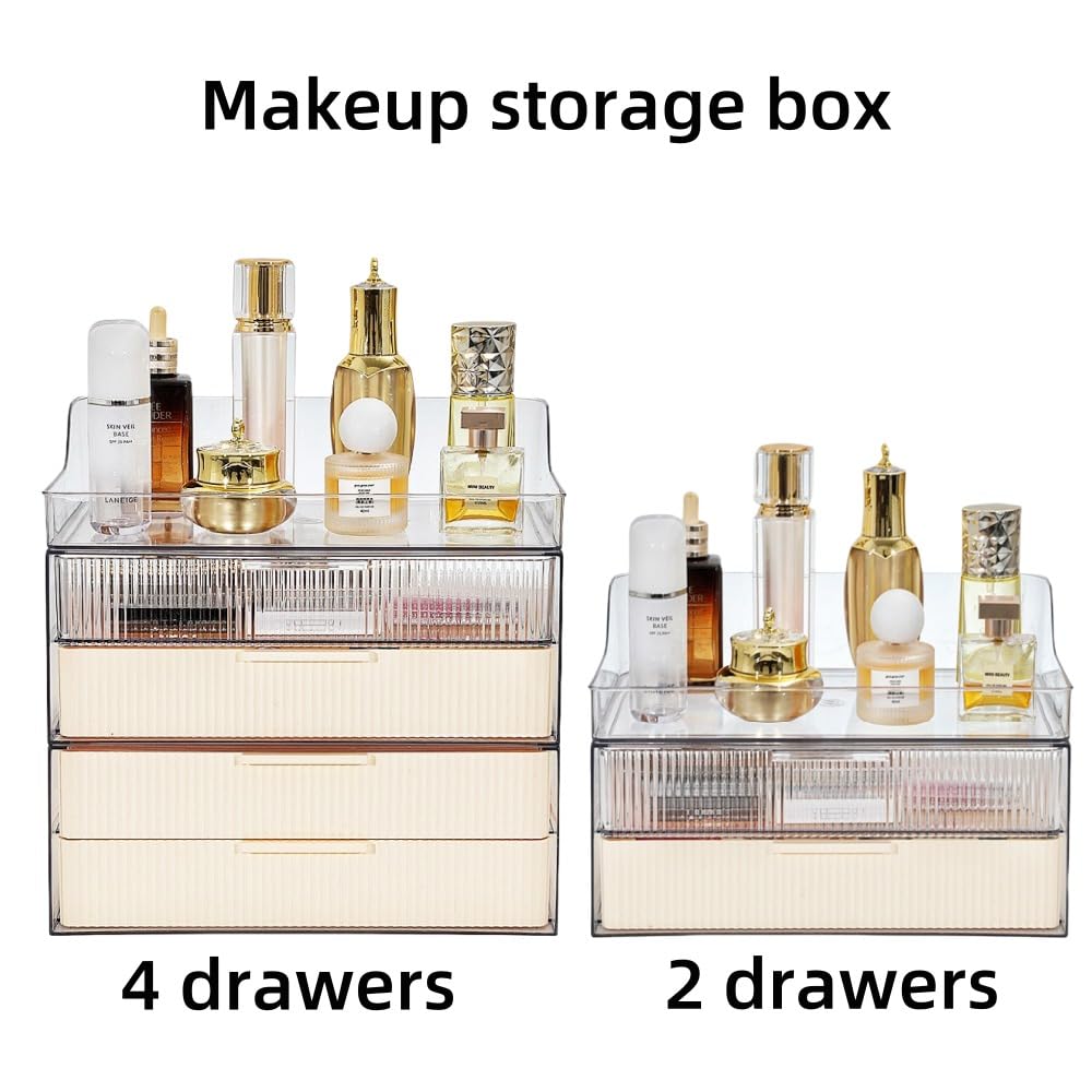 PLINJOY Makeup Organizer Countertop Large Cosmetic Display Cases Cosmetic Organizer Skin care Organizer, 2 Drawers