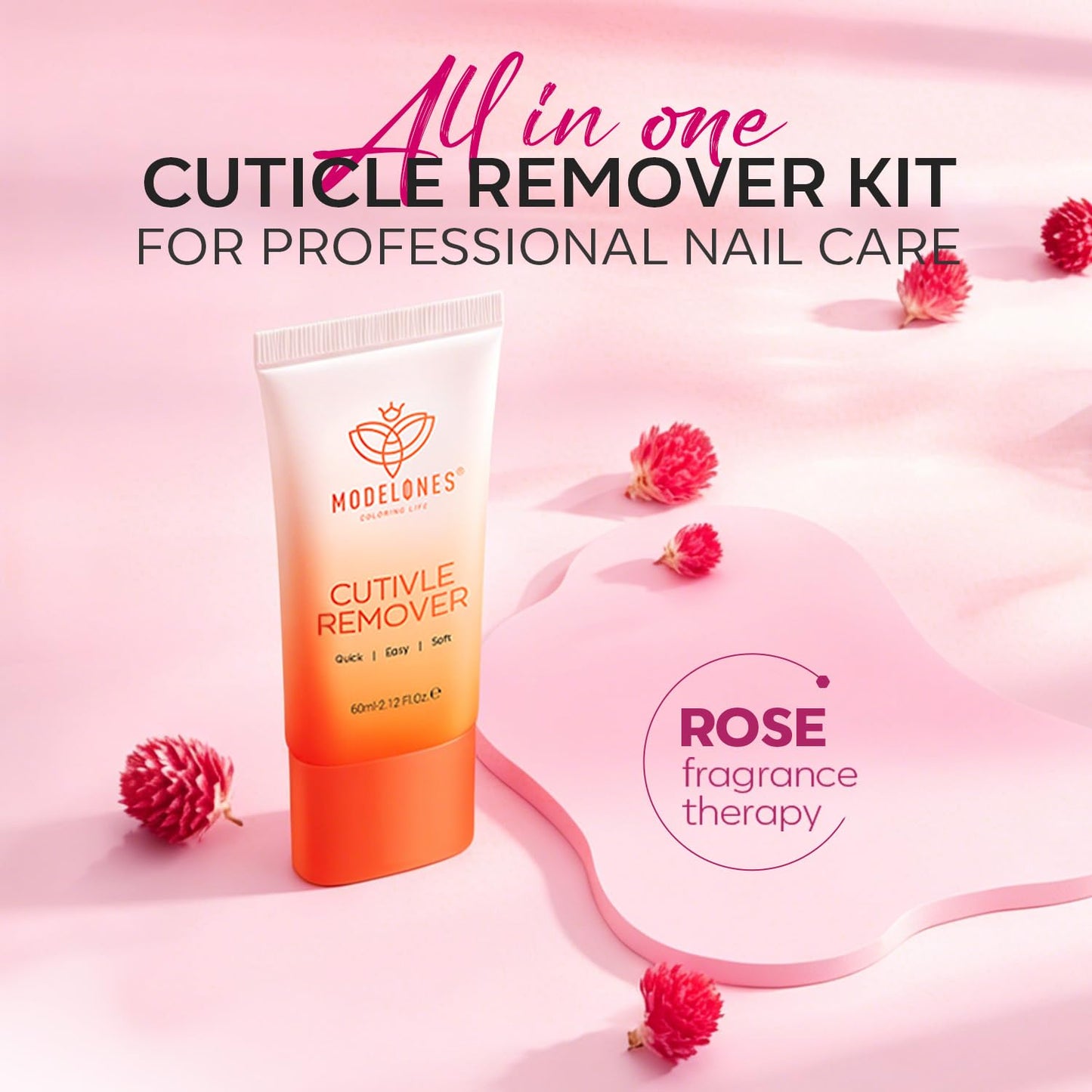 Modelones Cuticle Remover Cream Cuticle Softener Nail Repair for Damaged Nails Cuticle Remover Liquid for Nail Care Manicure Kit for Women 60ML 2.12 FL OZ