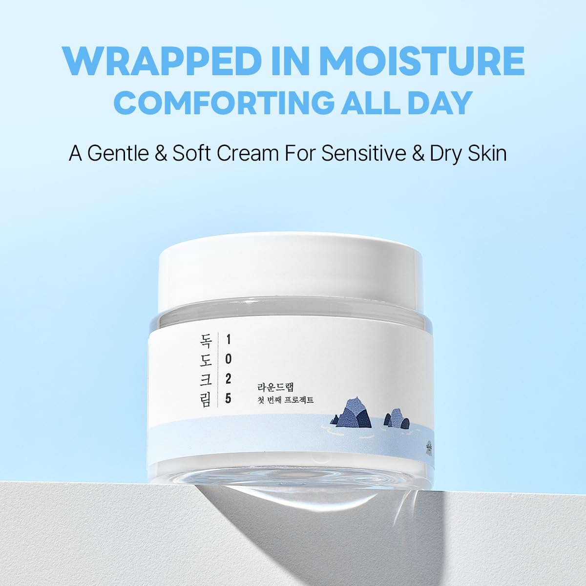 ROUND LAB 1025 Dokdo Cream - Deep Hydrating Face Moisturizer for Acne-Prone Skin | 2.71 Fl Oz, Ceramide Formula