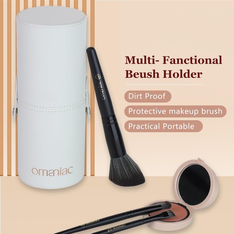OMANIAC Makeup Brush Set Professional, 20Pcs Pearlescent Wood Handle Makeup Brushes, Premium Cruelty-Free Synthetic Fiber Hair, Travel Make up Brushes Set with Case (Bright Silver)