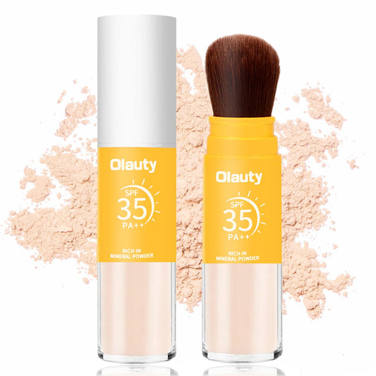 Mineral Powder Sunscreen for Face & Scalp, SPF 35 Brush on Sunscreen Setting Powder, Matte Oil Control Hair Sunscreen Face Powder, Lasting Lightweight Breathable Travel Essentials (#02 Medium)