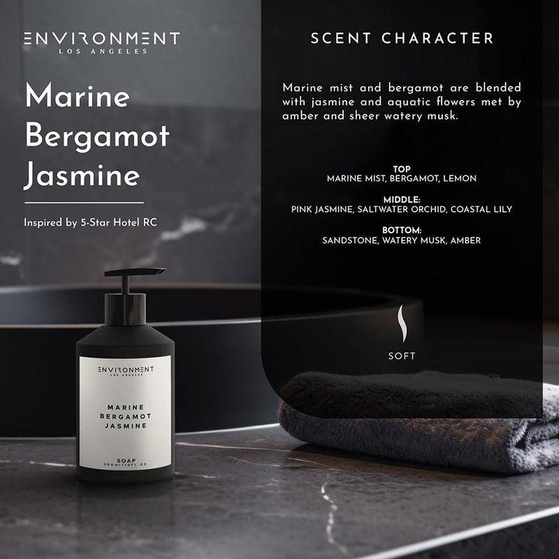 Luxury Liquid Hand Soap - 300ml Vegan & Cruelty-Free | Marine, Bergamot & Jasmine Scents for Kitchen & Bathroom