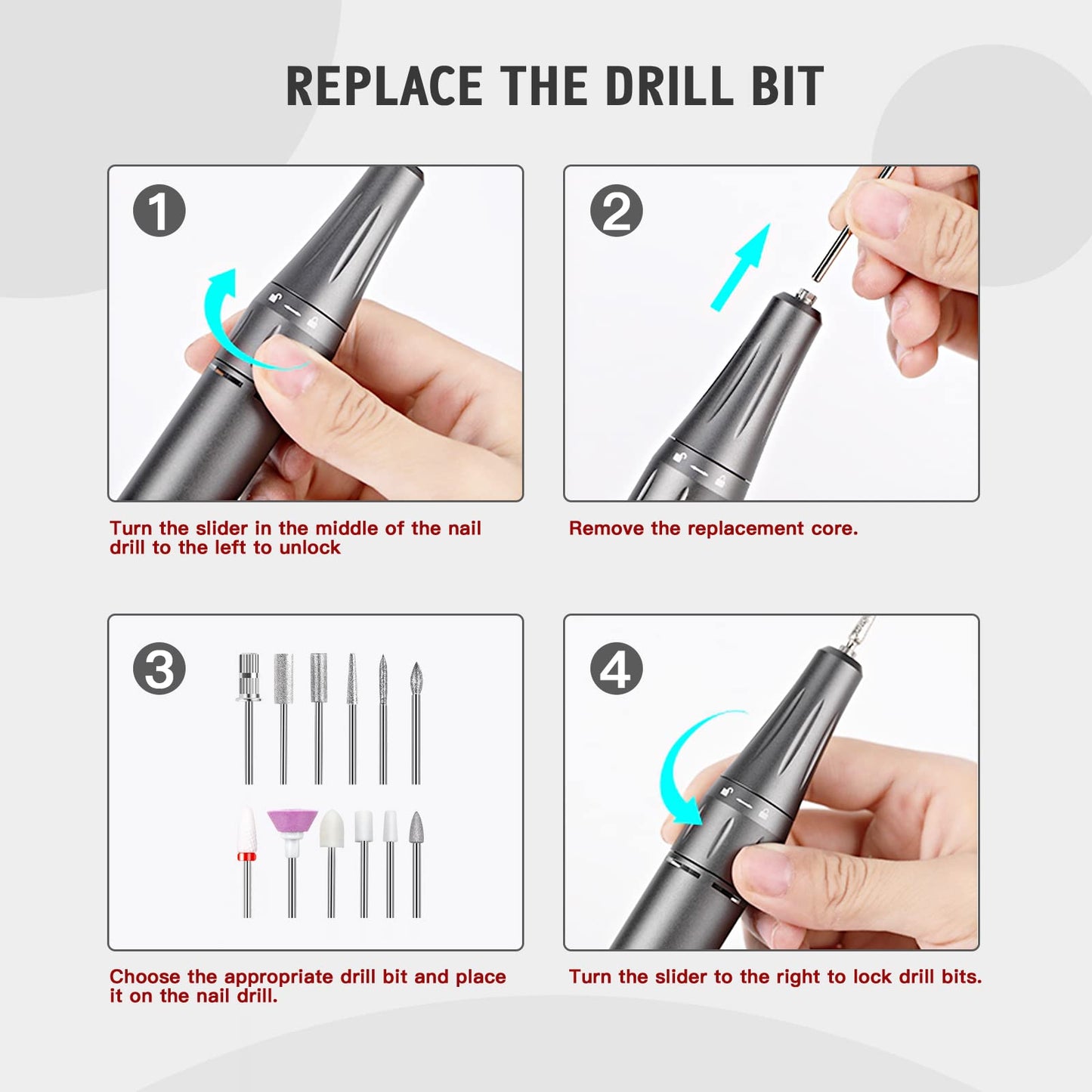 SAVILAND 35000RPM Electric Nail Drill Machine: Rechargeable Electric Nail File with 12 Nail Bits for Acrylic Nails Professional Nail Care Tools Manicure Pedicure Home Salon Use