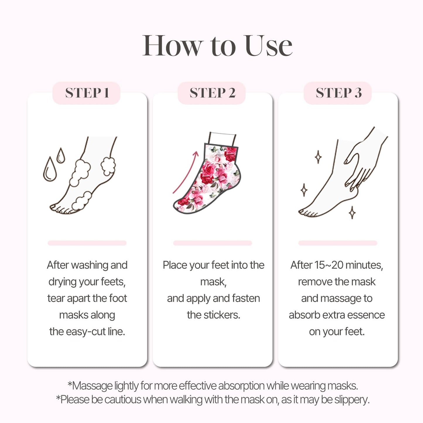 Koelf Rose Petal Satin Foot Mask (10pairs) - Intensive Nourishing Socks, Rose Scented Foot Repair Masks with Peptide, Collagen, Shea Butter, Urea for Silky Smooth Feet, Foot Treatment, Body Mask