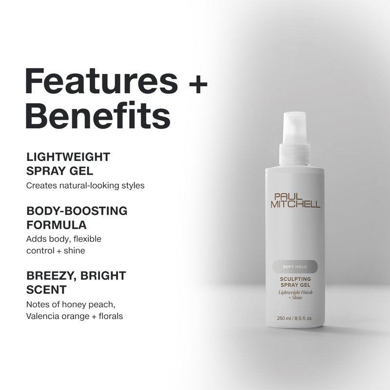 Paul Mitchell Soft Sculpting Spray Gel, Natural Hold, Soft Finish, For All Hair Types, 33.8 fl. oz.