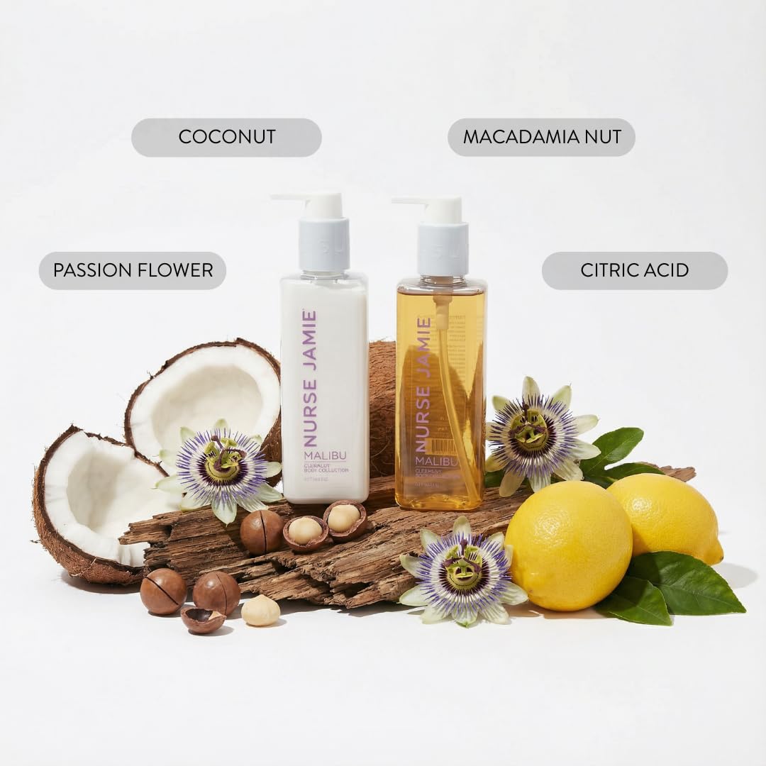 Nurse Jamie Malibu Coconut Body Wash & Body Lotion Set, Moisturizing, 16 oz