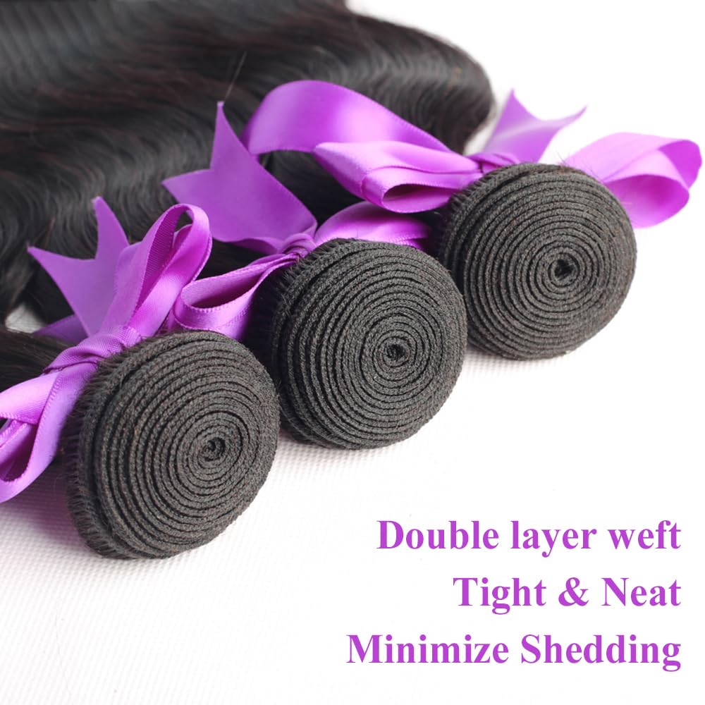 ALLRUN Body Wave Bundles Human Hair Bundles Body Wave Hair 1 Bundle(20 Inch)10A Grade 100% Unprocessed Brazilian Virgin Hair Extensions for Black Women
