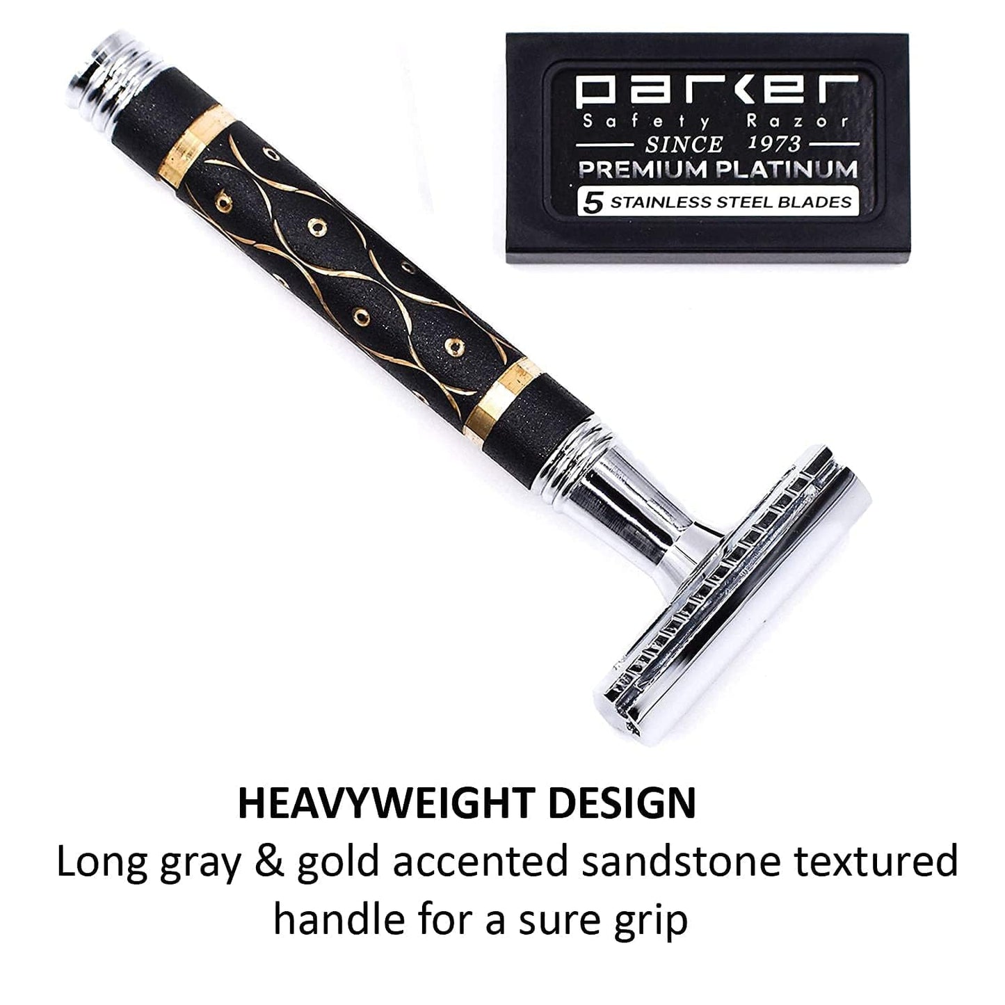 Parker 65R Super HeavyweightDouble Edge Safety Razor, Long Sandstone Handle