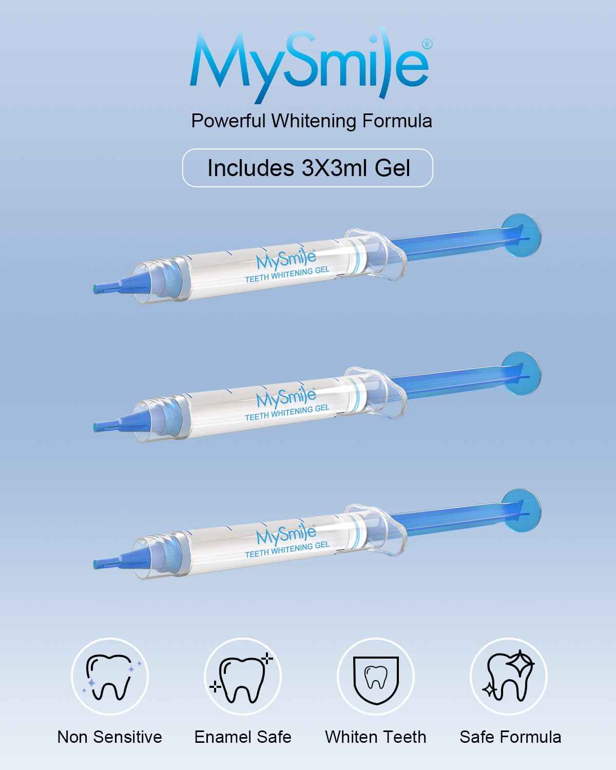 MySmile Teeth Whitening Gel Pen Refill Pack, 3 Non-Sensitive Teeth Whitening Pen, Deluxe Teeth Whitener Dental Grade Tooth Whitening Gel with Carbamide Peroxide for Home, 10 min Fast Result