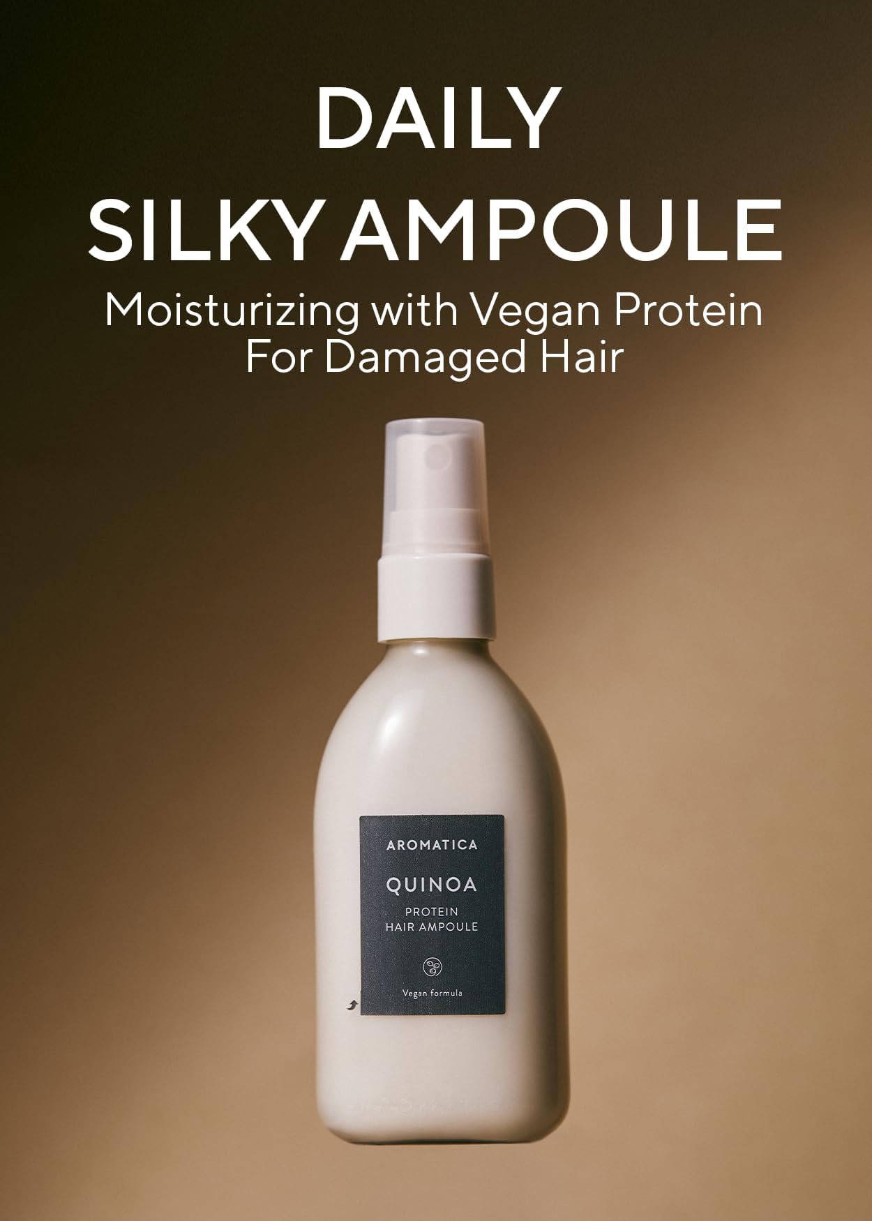 AROMATICA Quinoa Protein Hair Ampoule 3.38 fl. Oz - Vegan Protein Hair Growth Serum for Silky Hair | Nourishing Dry, Damaged Hair | Silicone Free