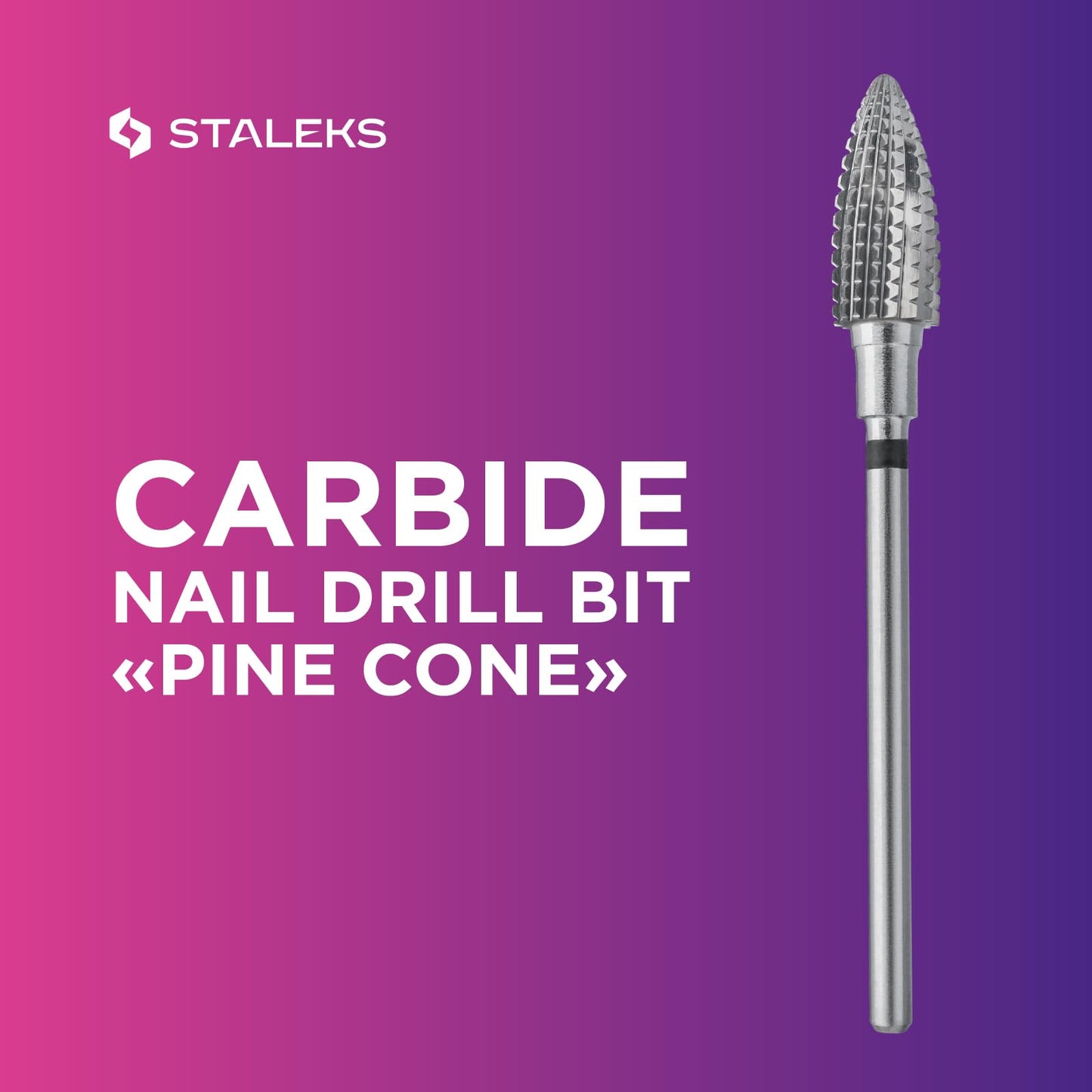 STALEKS PRO Expert Carbide Nail Drill Bit (Pine Cone, Black, 6mm Head / 14mm WP) – Coarse Hardness for Artificial Nail Correction & Gel Polish Removal in Hardware Manicure/Pedicure