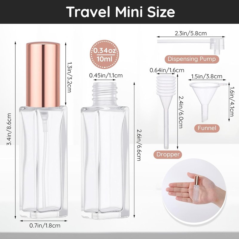 **40pcs 10ml Glass Perfume Atomizer Sprayers - Refillable Fine Mist Travel Bottles with Transfer Tool**