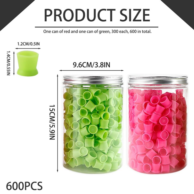 600Pcs Tattoo Ink Cup Disposable Silicone Tattoo Pigment Cup Pigment Cup Tattoo Pigment Holder for Eyebrow Lip Color, 2 Colors