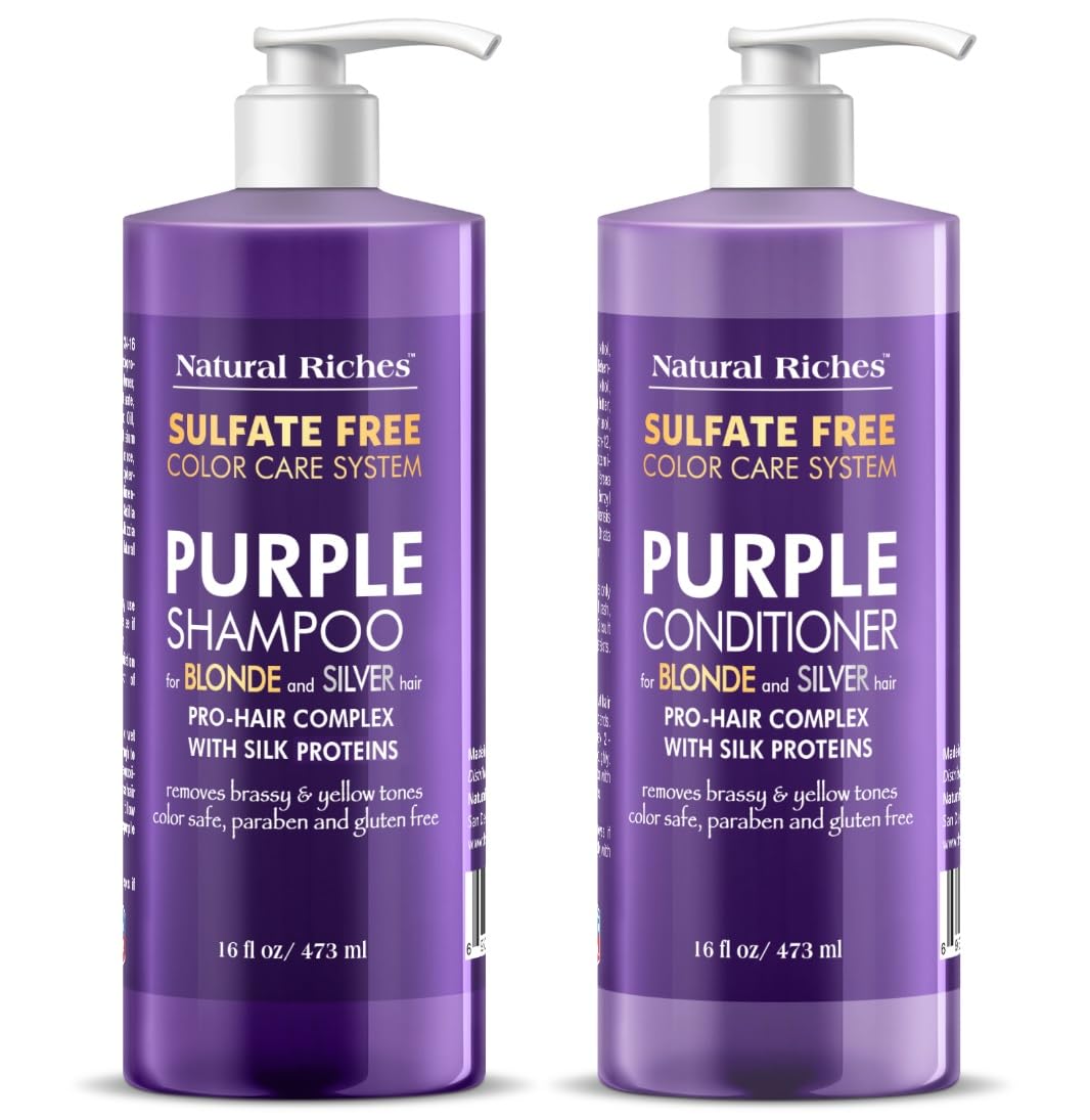 Purple Shampoo and Conditioner Set - Sulfate-Free, Color-Safe Formula for Blonde, Silver & Gray Hair | 16 fl oz Each