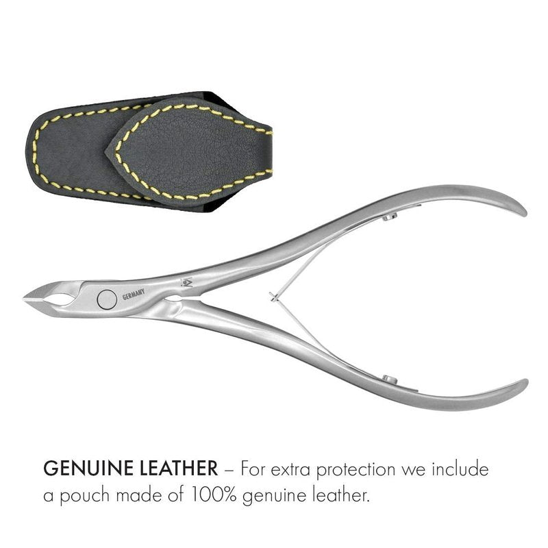 GERMANIKURE Standard Professional Cuticle Trimmer - 3/4 Full Jaw Nipper - Ethically Made in Germany - FINOX Stainless Steel Sharp Cuticle Remover in Leather Case – Manicure Tool, r177, 7mm