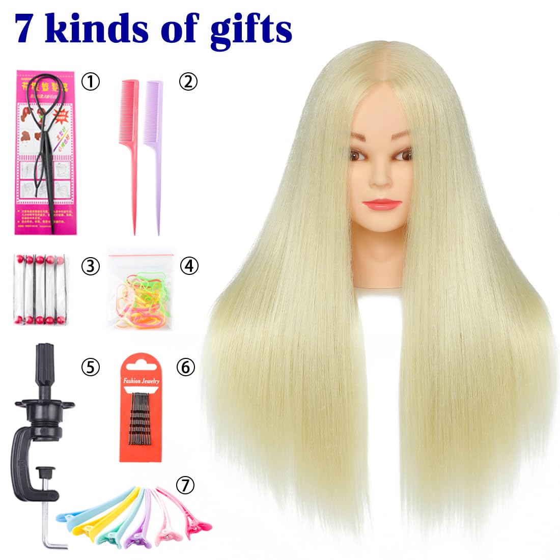 Blonde Mannequin Head with Stand - 60% Real Hair for Makeup Practice | Ideal for Girls