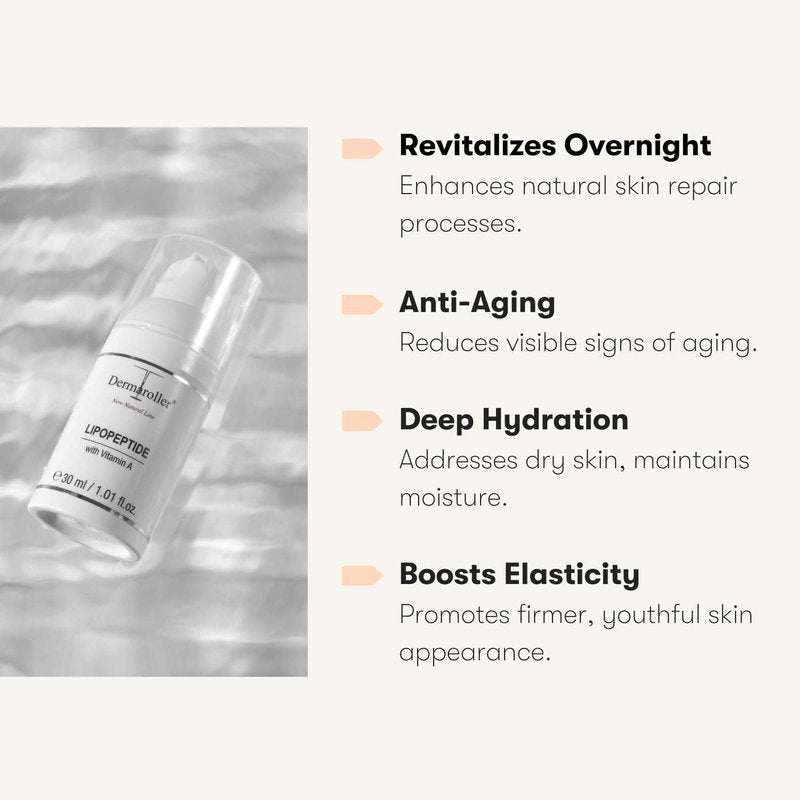 Dermaroller, New Natural Line Lipopeptide Night Cream Hyaluronic Acid Vitamin A and Shea Butter Combine to Moisturize and Repair Tired Stressed Skin Helps to Reduce Fine Wrinkles oz, 1.01 Ounce