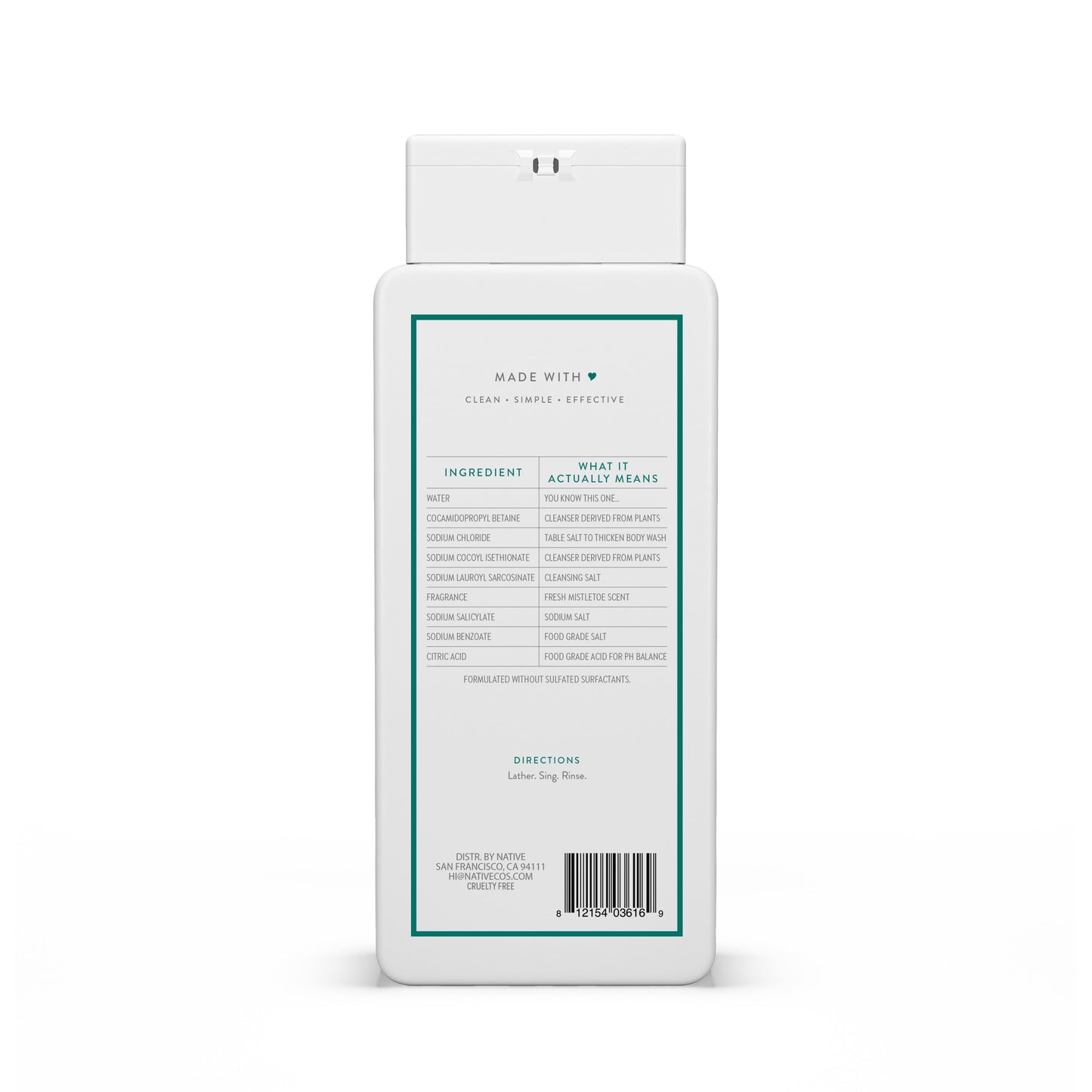 Native Body Wash, Holiday Edition, Fresh Mistletoe Scent, Contains Naturally Derived Ingredients | For Women & Men, Sulfate, Paraben, & Dye Free Leaving Skin Soft and Hydrated | 18 oz